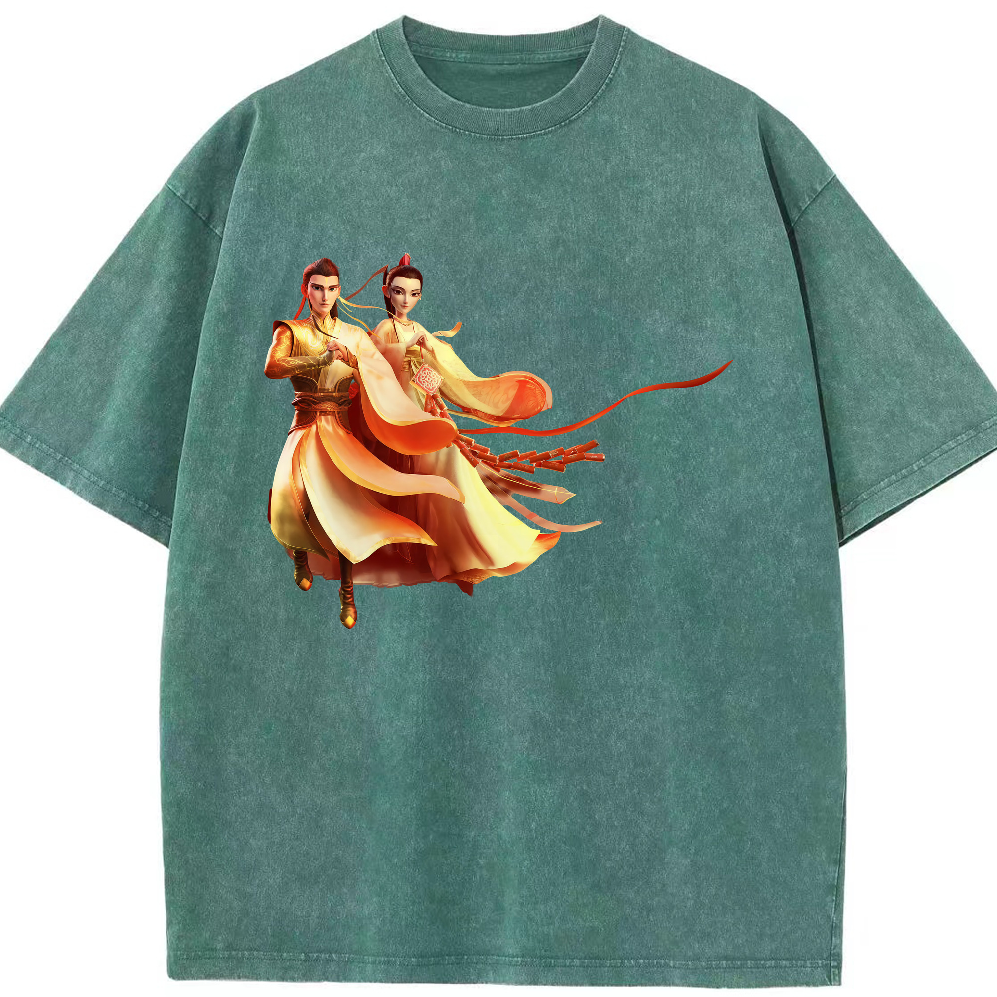 （画像用） Ne Zha 2 ナタ 魔童の大暴れ 綿100% ヴィンテージ風 半袖Tシャツ（フロントプリント）
